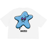 SAD STAR 2 PANEL BOXY TEE - WHITE