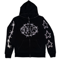 BARBED WIRE FULL ZIP HOODIE - BLACK