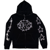 BARBED WIRE FULL ZIP HOODIE - BLACK