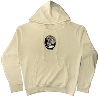 GREAT HORNED OWL WAFFLE KNIT HOODIE - CREAM