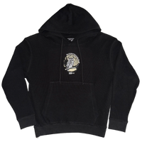 GREAT HORNED OWL WAFFLE KNIT HOODIE - BLACK