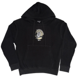 GREAT HORNED OWL WAFFLE KNIT HOODIE - BLACK