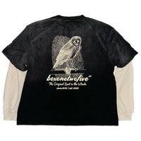 BARN OWL POTASSIUM SPRAYED SKATER TEE - MIDNIGHT/CREAM