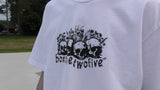 SKULL PYRAMID TEE - WHITE (BLACK INK)