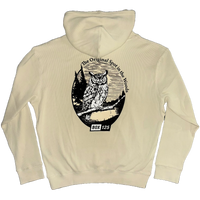 GREAT HORNED OWL WAFFLE KNIT HOODIE - CREAM