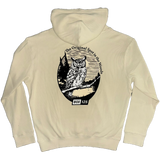 GREAT HORNED OWL WAFFLE KNIT HOODIE - CREAM