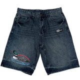LOONE BAGGY JEAN SHORTS - VINTAGE DARK DENIM