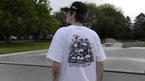 SKULL PYRAMID TEE - WHITE (BLACK INK)