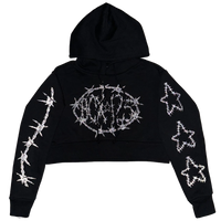 BARBED WIRE CROPPED HOODIE - BLACK