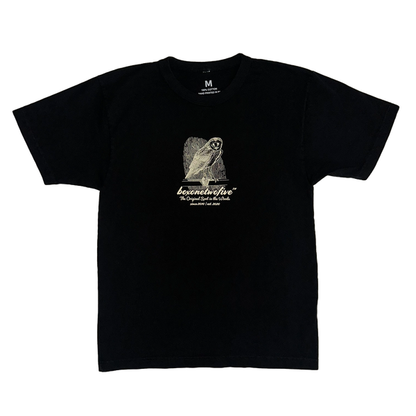 BARN OWL GARMENT DYED TEE - BLACK