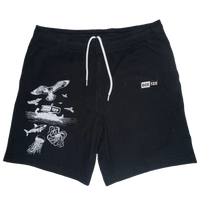 LOST AT SEA PIQUE GYM SHORTS - BLACK