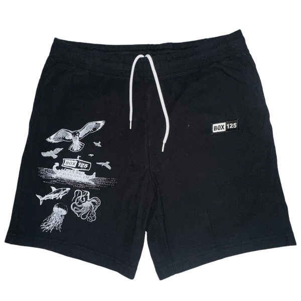 LOST AT SEA PIQUE GYM SHORTS - BLACK